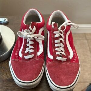 Vans Women's Red and White Sneakers
